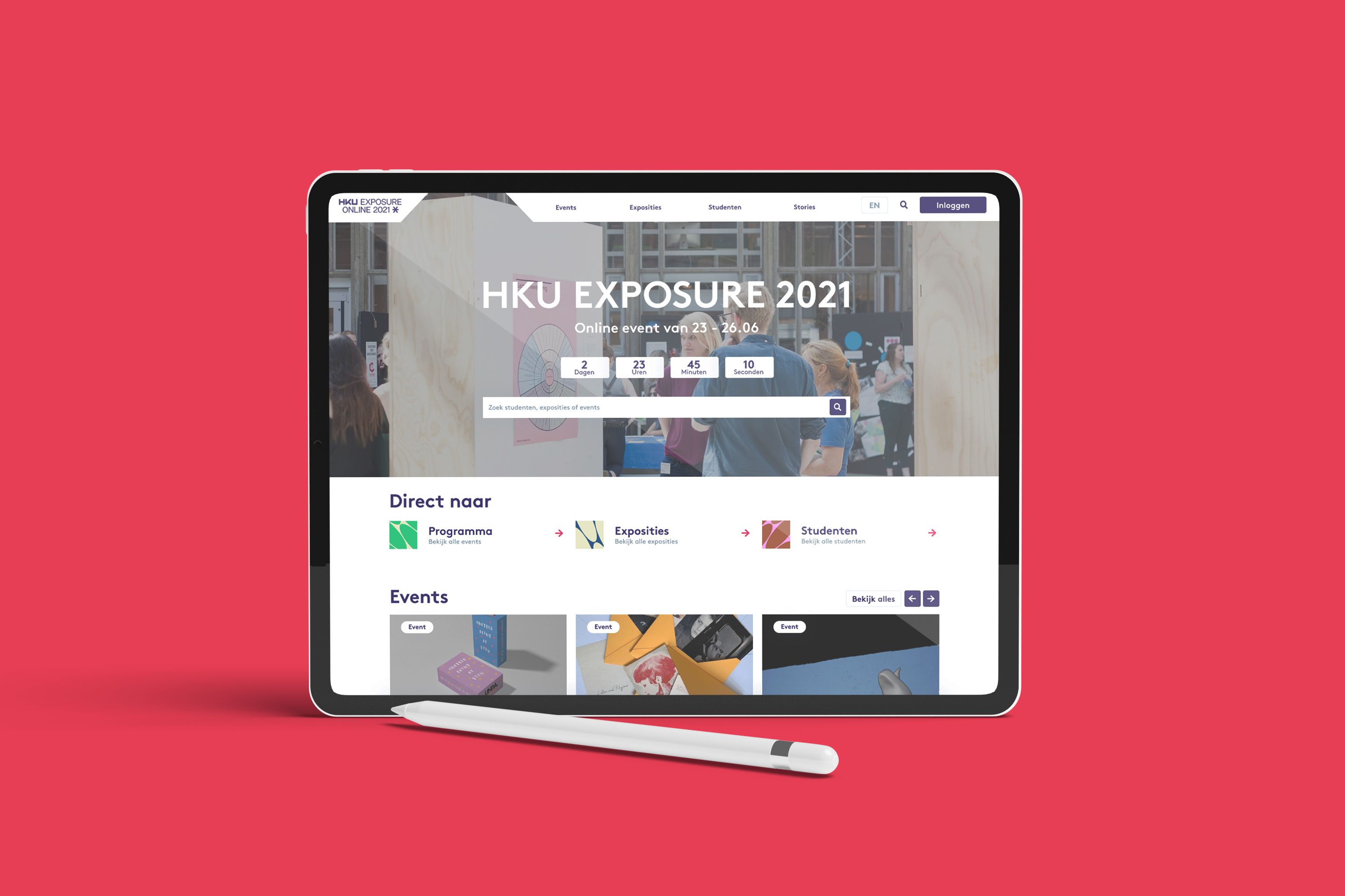 Tablet mock-up afstudeerevent voor HKU studenten