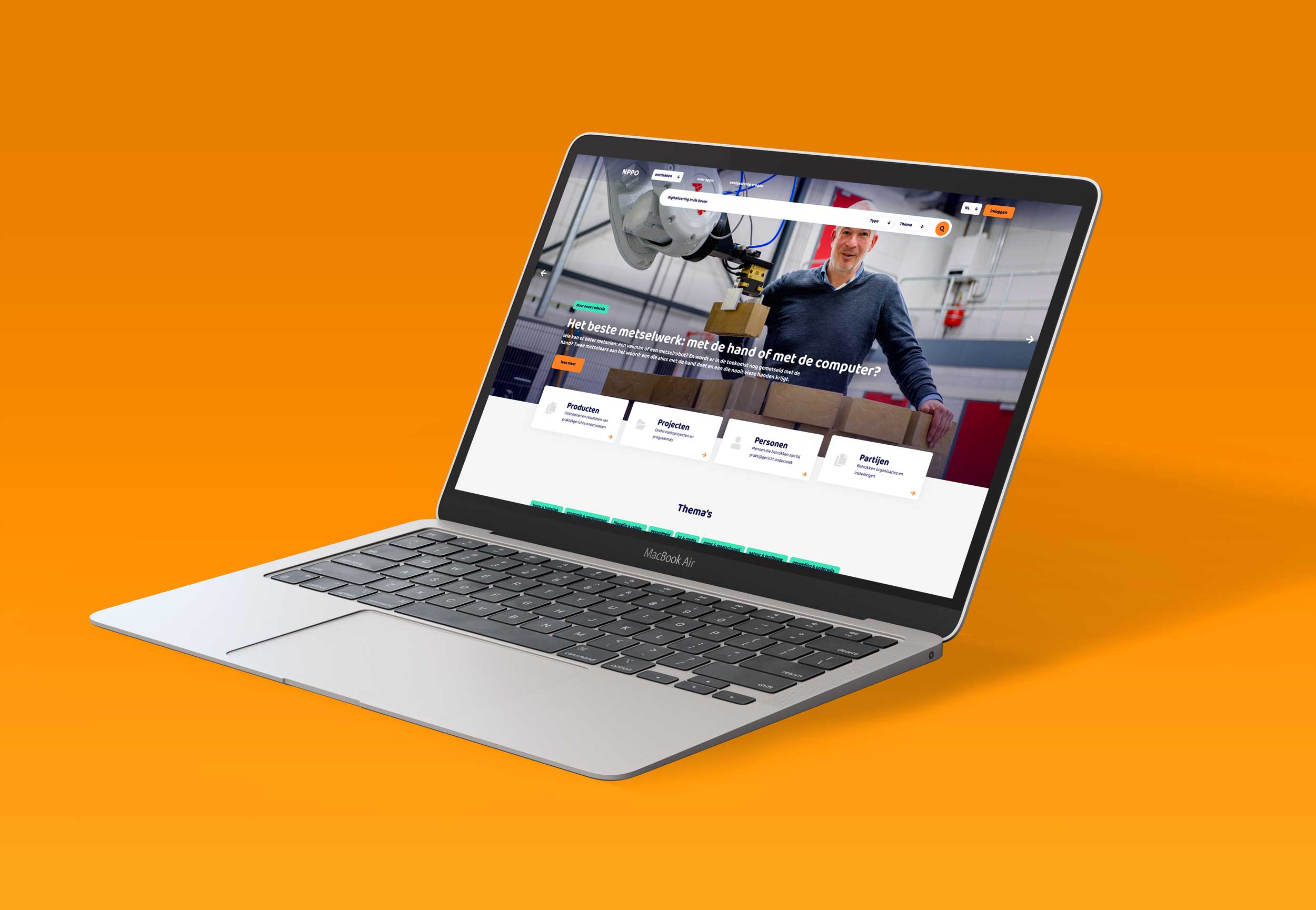 Desktop mock-up Publinova applicatie