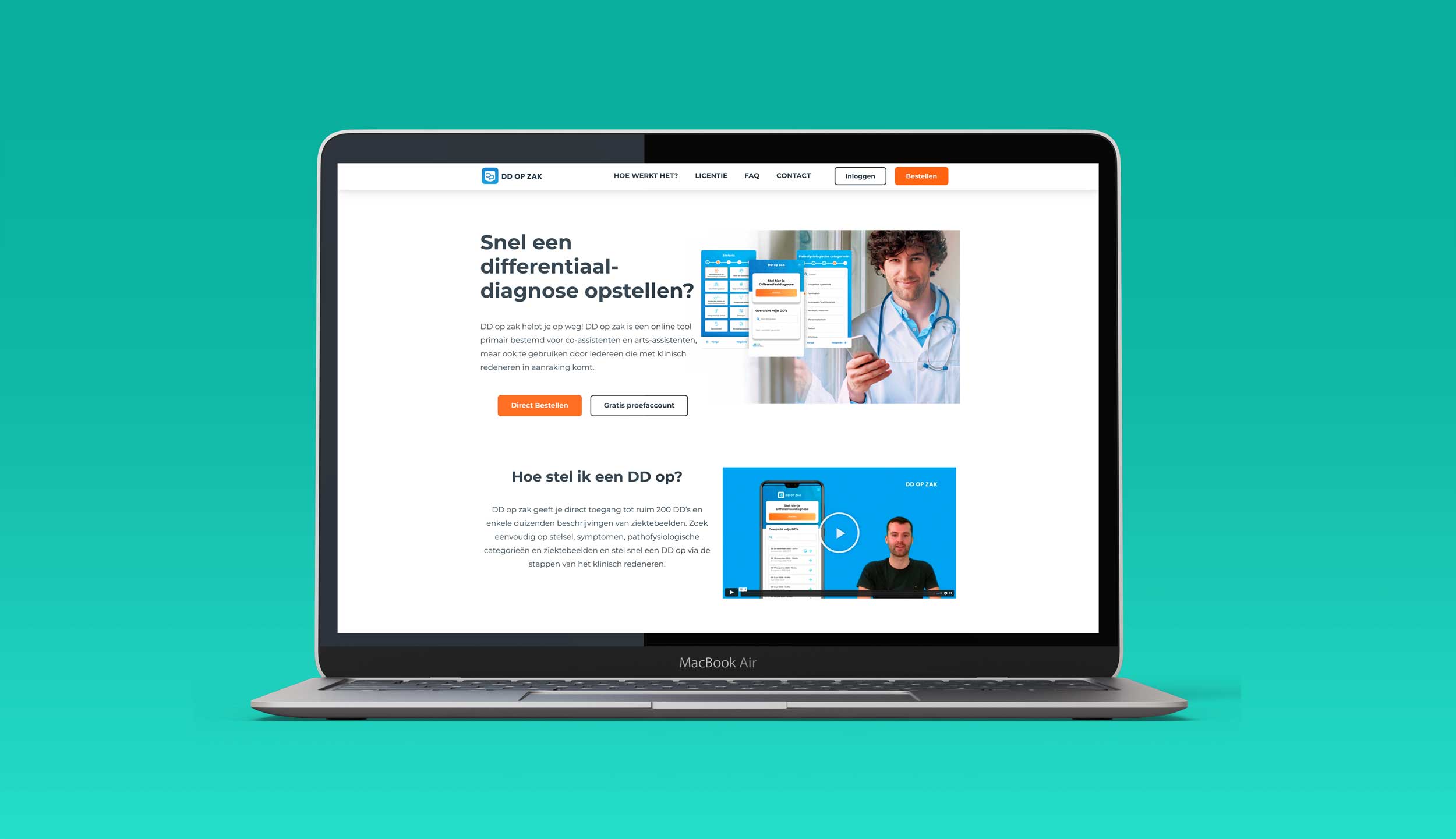 Dekstop mockup van marketingwebsite applicatie dd op zak