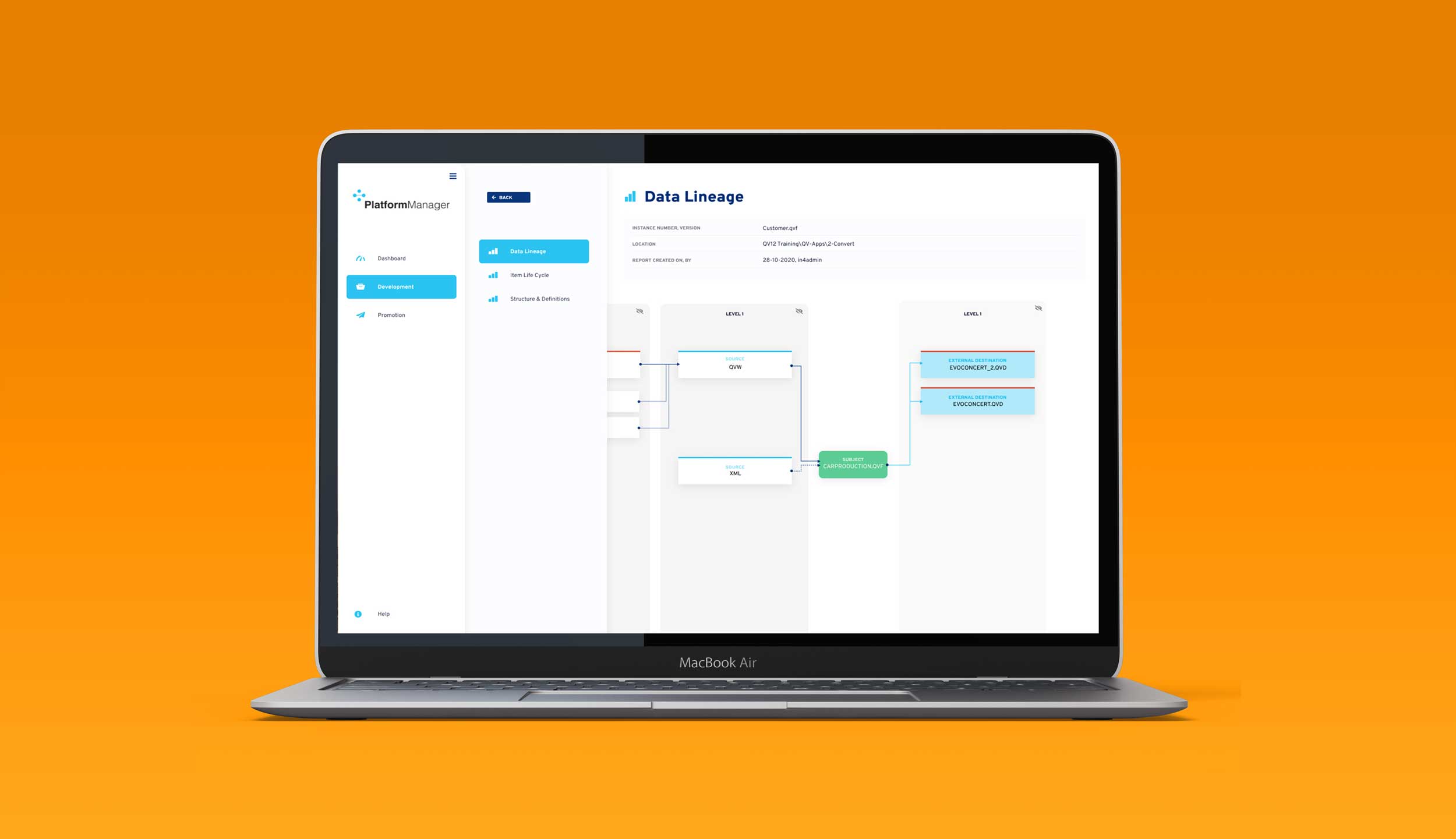 Desktop mock-up PlatformManager applicatie