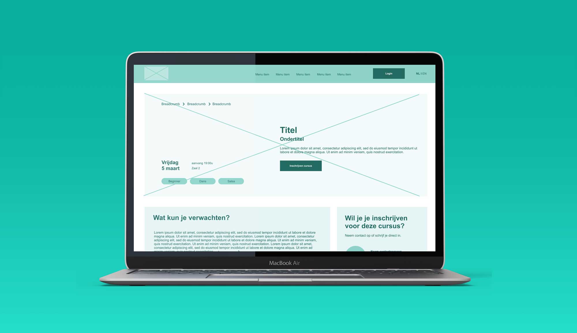Dekstop mockup digitale wireframes website